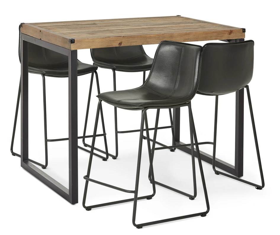Woodenforge - Matgrupp med 4 barstolar Menton - Svart