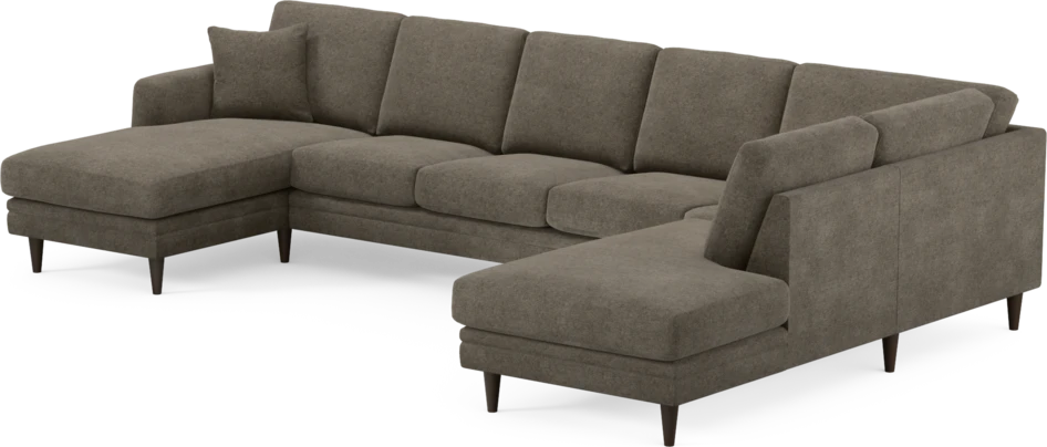 Eden - 3-sits soffa med schäslong vänster och divan höger - Brun