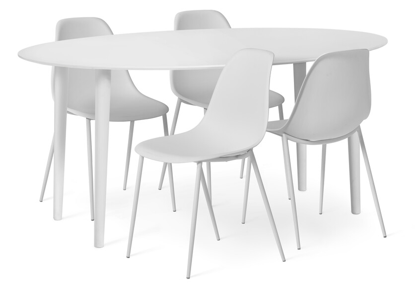 Plaine - Matgrupp med 4 stolar Tico - Vit