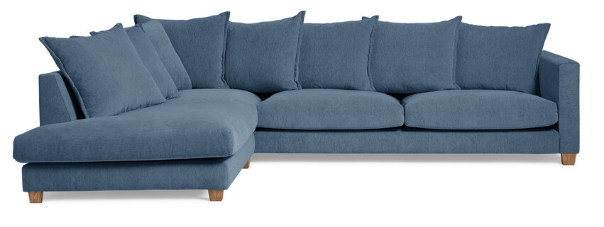 Logan - 2,5-sits soffa med divan vänster - Blå
