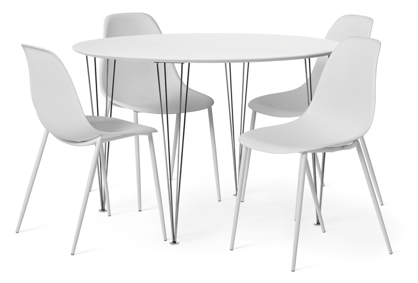 Plaine - Matgrupp med 4 stolar Tico - Vit