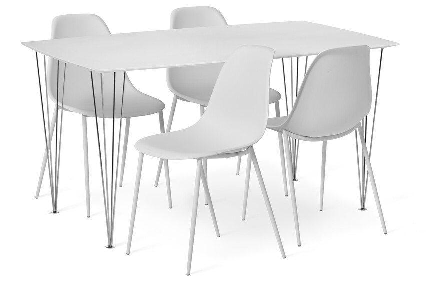 Plaine - Matgrupp med 4 stolar Tico - Vit