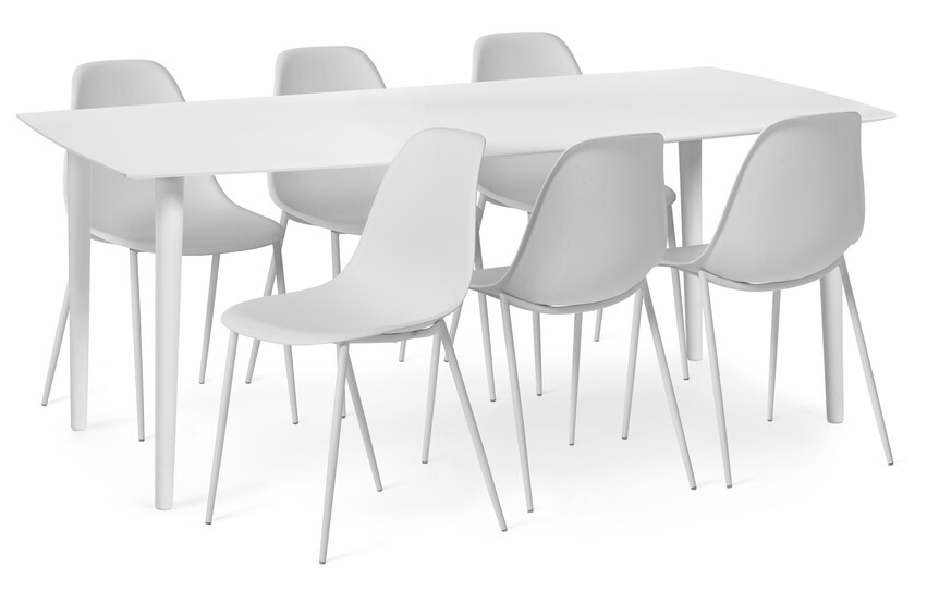 Plaine - Matgrupp med 6 stolar Tico - Vit