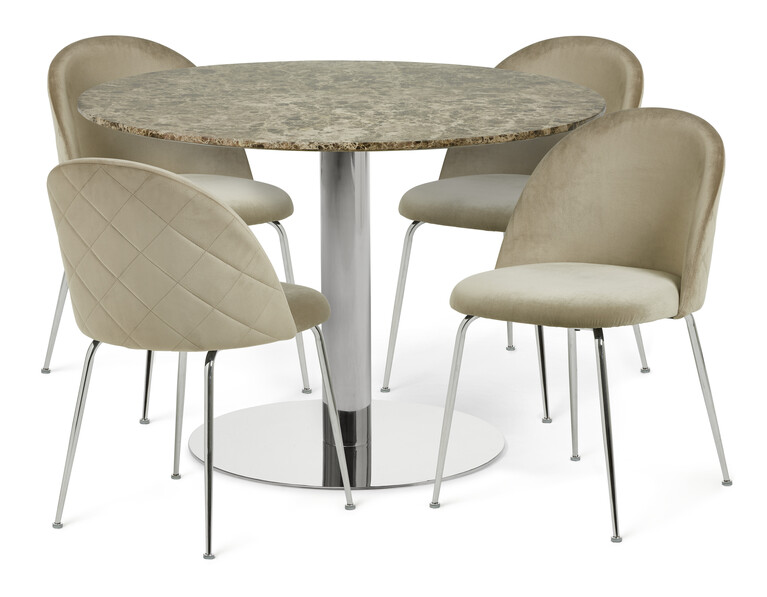 Tiffany - Matgrupp med 4 stolar Kiwi - Beige