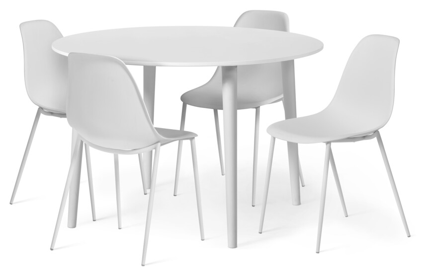 Plaine - Matgrupp med 4 stolar Tico - Vit