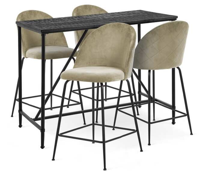 Gotham - Matgrupp med 4 barstolar Kiwi - Beige
