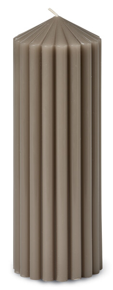 Räffla - Dekorationsljus, H 20 Ø 7 cm - Brun