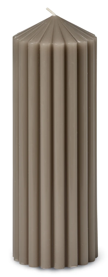 Räffla - Dekorationsljus, H 20 Ø 7 cm - Brun