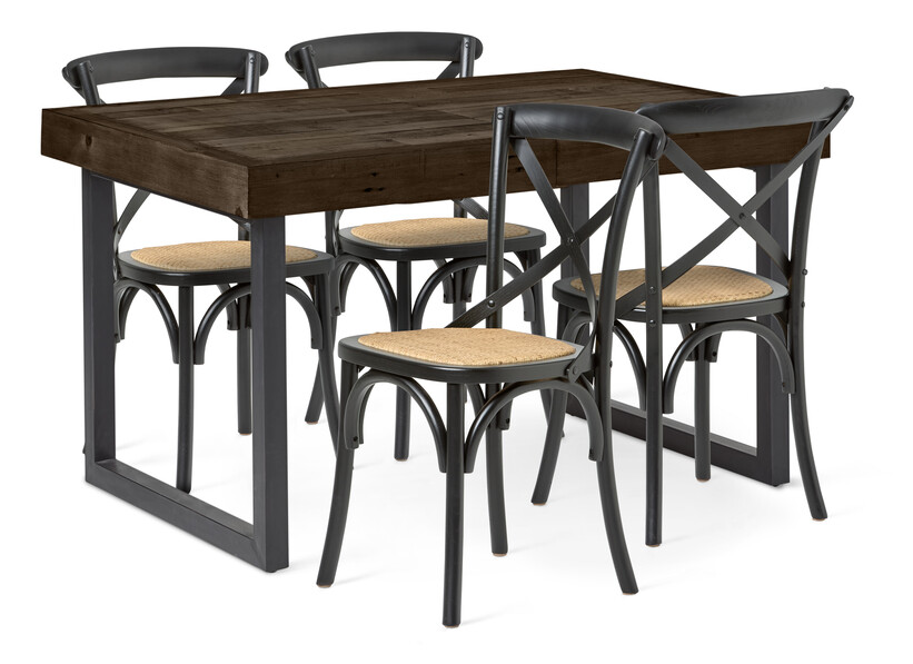 Woodenforge - Matgrupp med 4 stolar Alexia - Svart