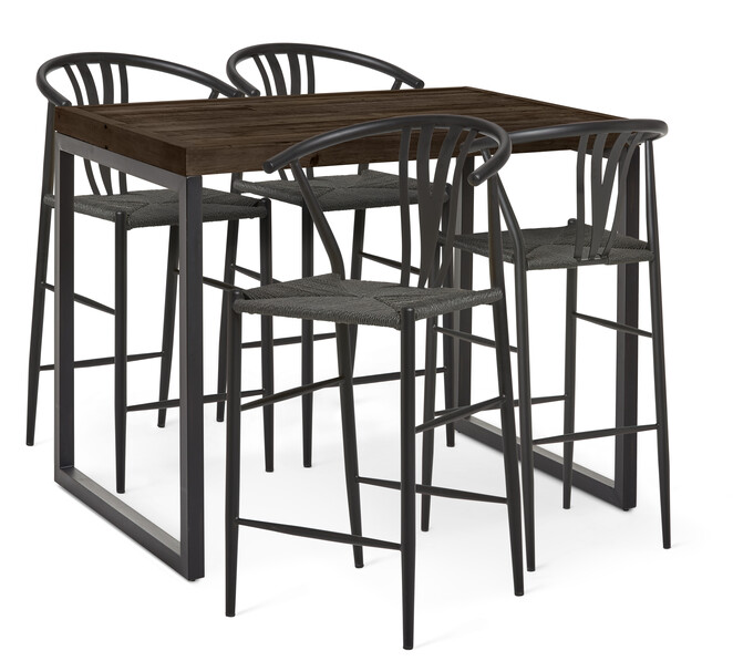 Woodenforge - Matgrupp med 4 barstolar Yngve - Svart