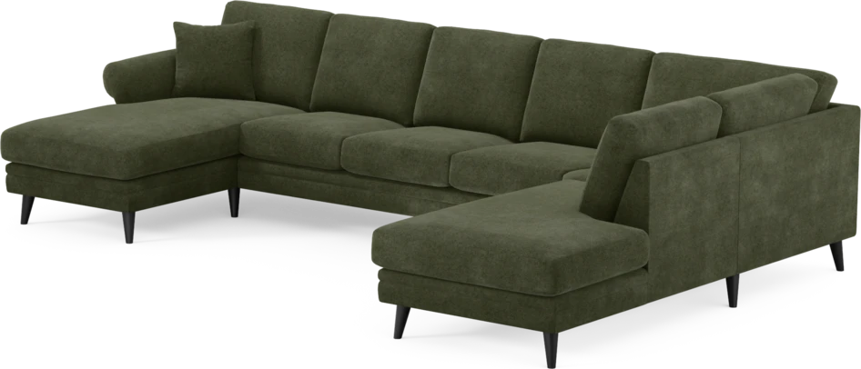 Eden - 3-sits soffa med schäslong vänster och divan höger - Grön