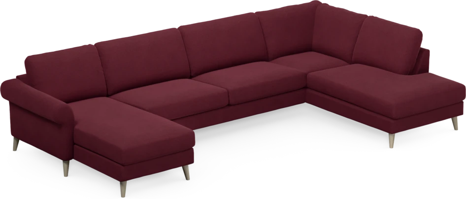 Bridge - 3-sits soffa med schäslong vänster och divan höger - Röd