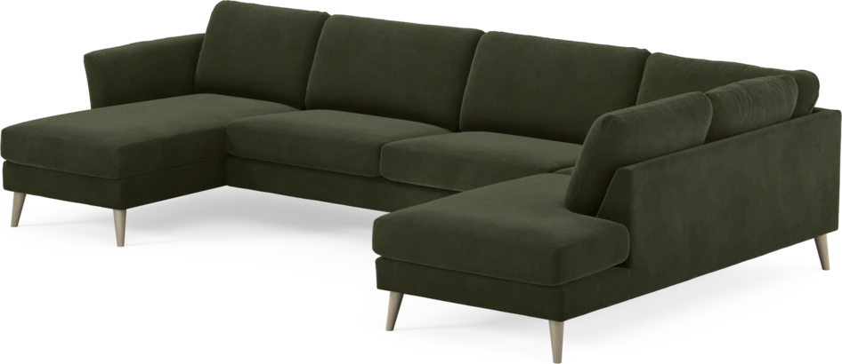 Bridge - 3-sits soffa med schäslong vänster och divan höger - Grön