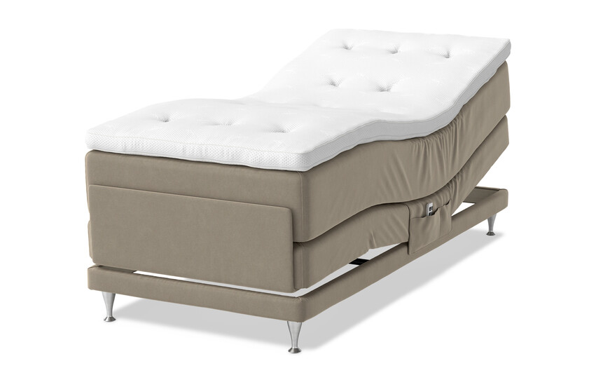 Dream Delux - Ställbar säng, enkelsäng med bäddmadrass Sleep Delux vit - Brun
