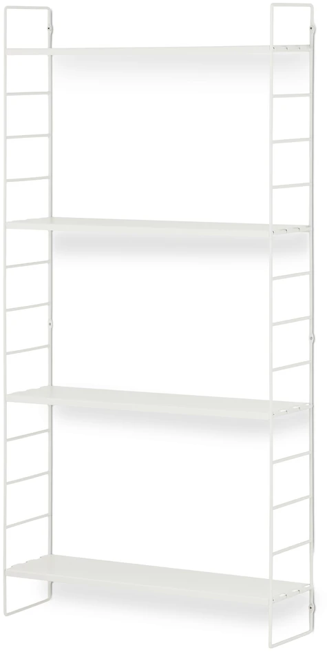 Wera - Vägghylla byggbar med 4 hyllplan, 60x18x121 cm - Vit