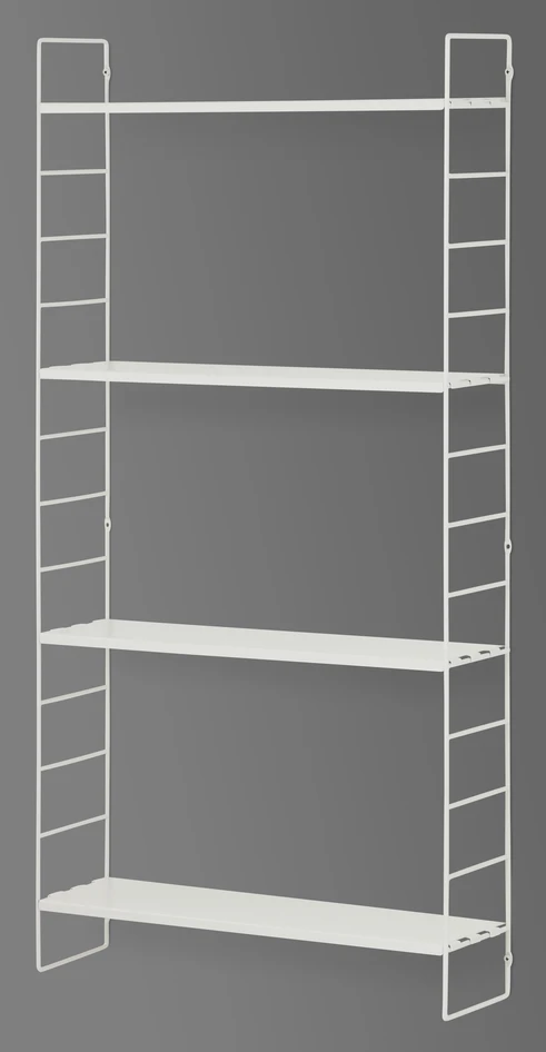 Wera - Vägghylla byggbar med 4 hyllplan, 60x18x121 cm - Vit