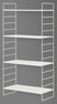 Wera - Vägghylla byggbar med 4 hyllplan, 60x30x121 cm - Vit