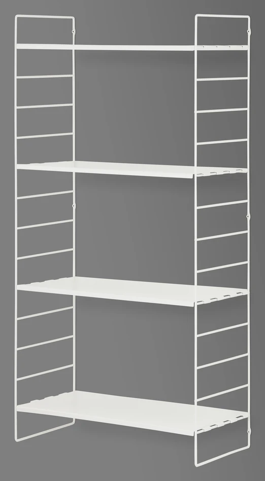 Wera - Vägghylla byggbar med 4 hyllplan, 60x30x121 cm - Vit
