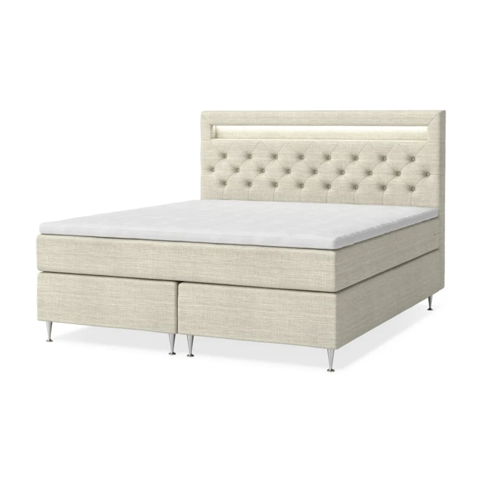 New York - Kontinentalsäng, dubbelsäng med vit bäddmadrass och sänggavel - Beige