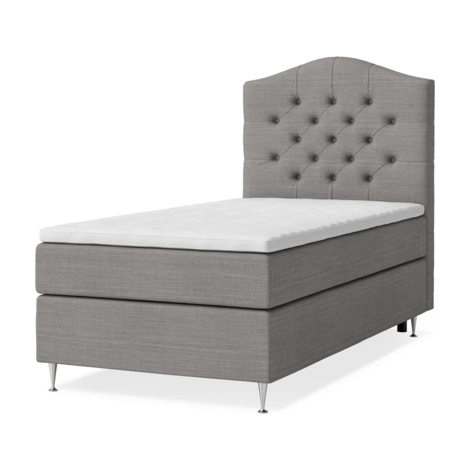 New York Supreme - Kontinentalsäng, enkelsäng med bäddmadrass och sänggavel - Grå