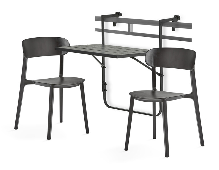 Piccolo/Rico - Utegrupp med bord och 2 stolar - Svart