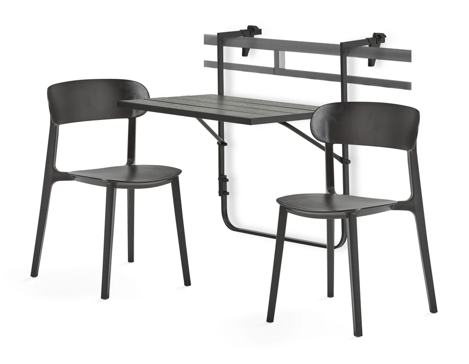 Piccolo/Rico - Utegrupp med bord och 2 stolar - Svart