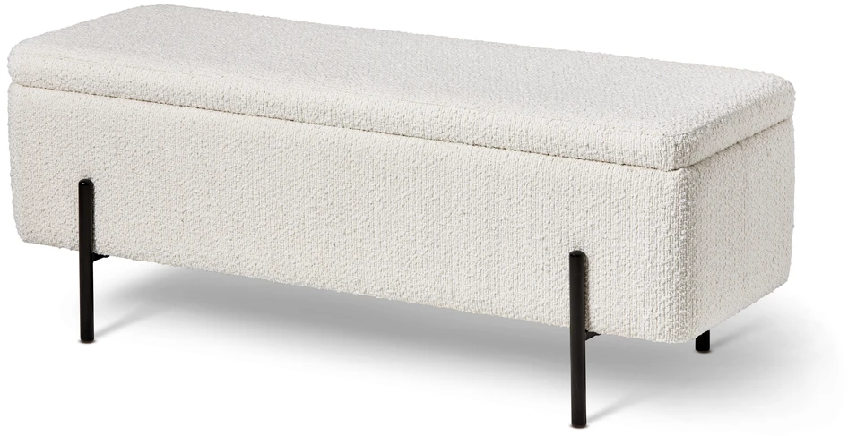 Lionel - Bänk med förvaring, 120 cm - Vit