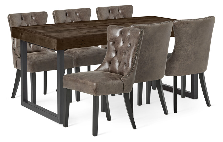 Woodenforge - Matgrupp med 6 stolar Dora - Brun