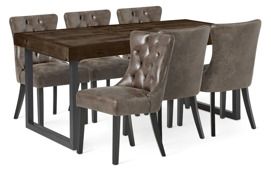 Woodenforge - Matgrupp med 6 stolar Dora - Brun