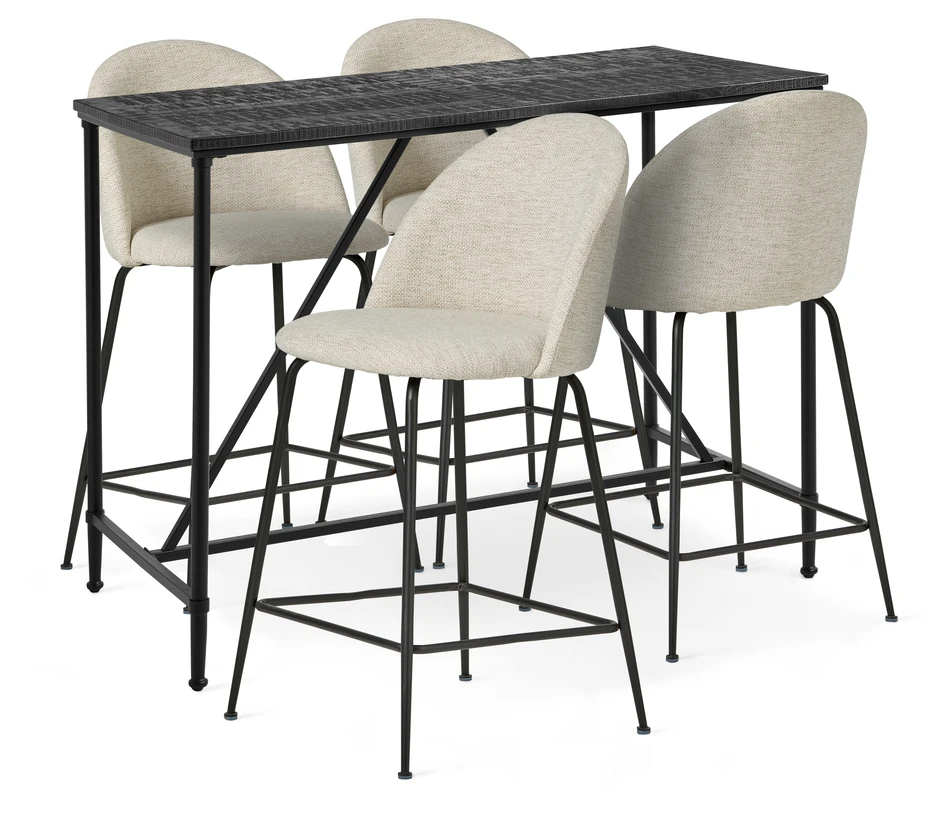 Gotham - Matgrupp med 4 barstolar Kiwi - Beige