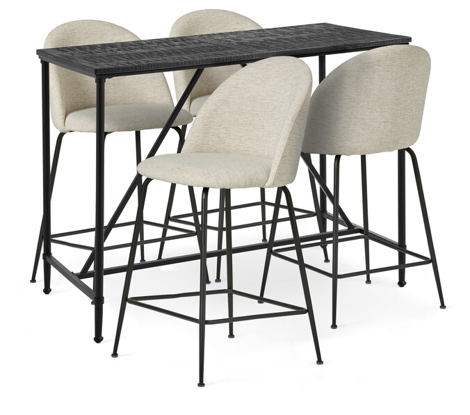 Gotham - Matgrupp med 4 barstolar Kiwi - Beige