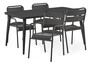 Vivo - Utegrupp med bord 150x90 cm och 4 karmstolar - Svart