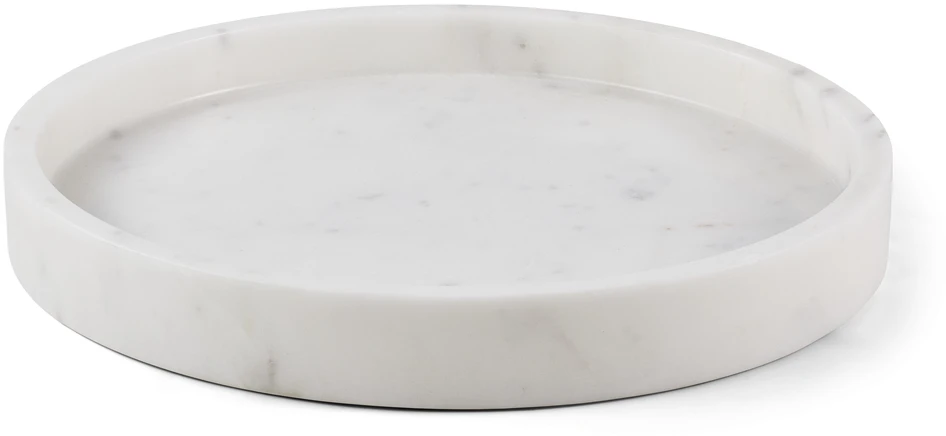 Marmor - Bricka, H 3,8 Ø 30,5 cm - Vit
