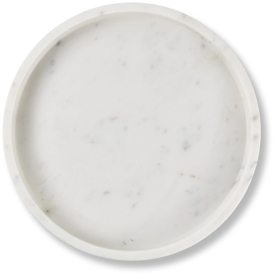 Marmor - Bricka, H 3,8 Ø 30,5 cm - Vit