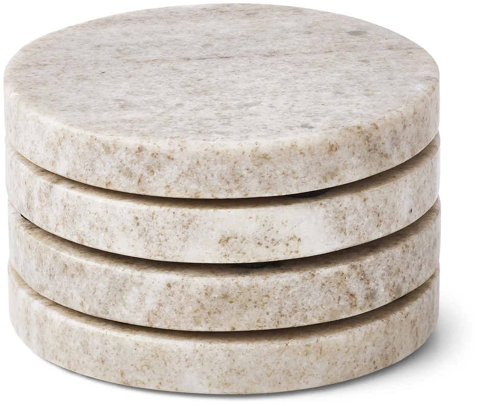 Marmor - Glasunderlägg 4-pack, Ø 10 cm - Beige