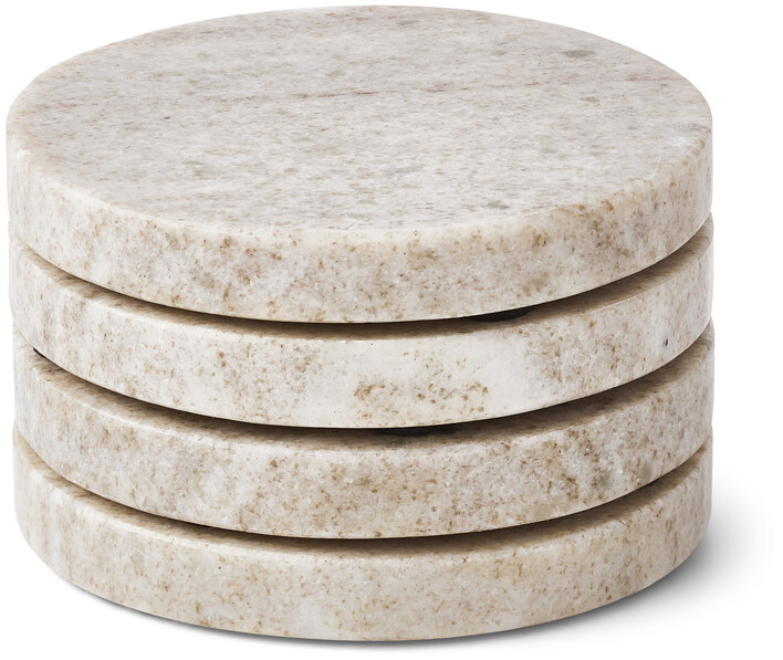 Marmor - Glasunderlägg, Ø 10 cm, 4-pack - Beige
