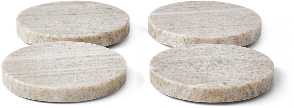 Marmor - Glasunderlägg 4-pack, Ø 10 cm - Beige