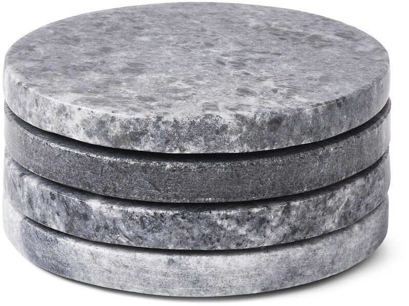 Marmor - Glasunderlägg, Ø 10 cm, 4-pack - Grå