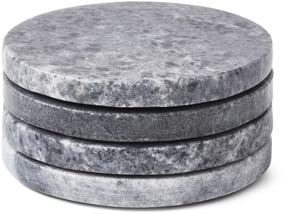 Marmor - Glasunderlägg 4-pack, Ø 10 cm - Grå