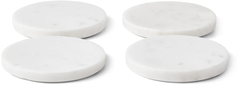 Marmor - Glasunderlägg 4-pack, Ø 10 cm - Vit