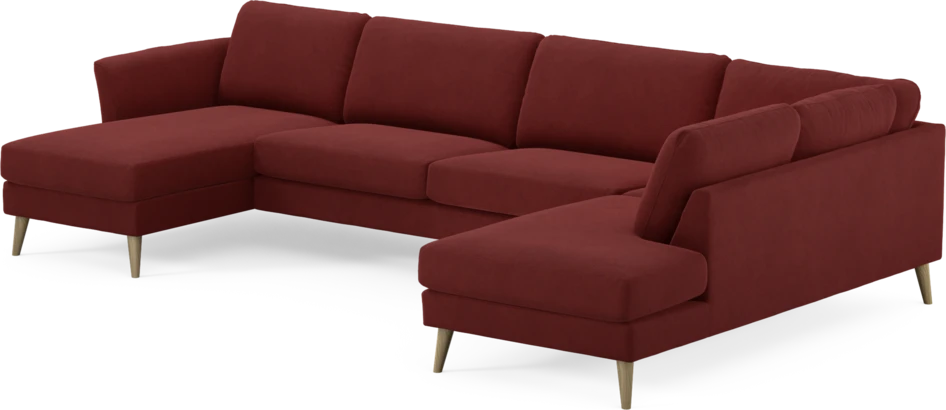 Bridge - 3-sits soffa med schäslong vänster och divan höger - Röd