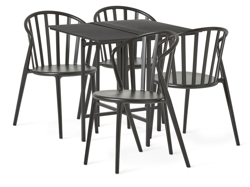 Caddy/Solero - Utegrupp med bord och 4 stolar - Svart