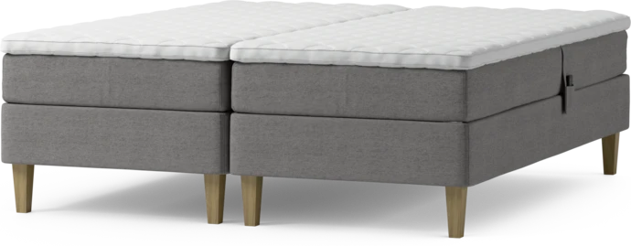 Delux Sense, Ställbar säng, dubbelsäng med bäddmadrass och sängben