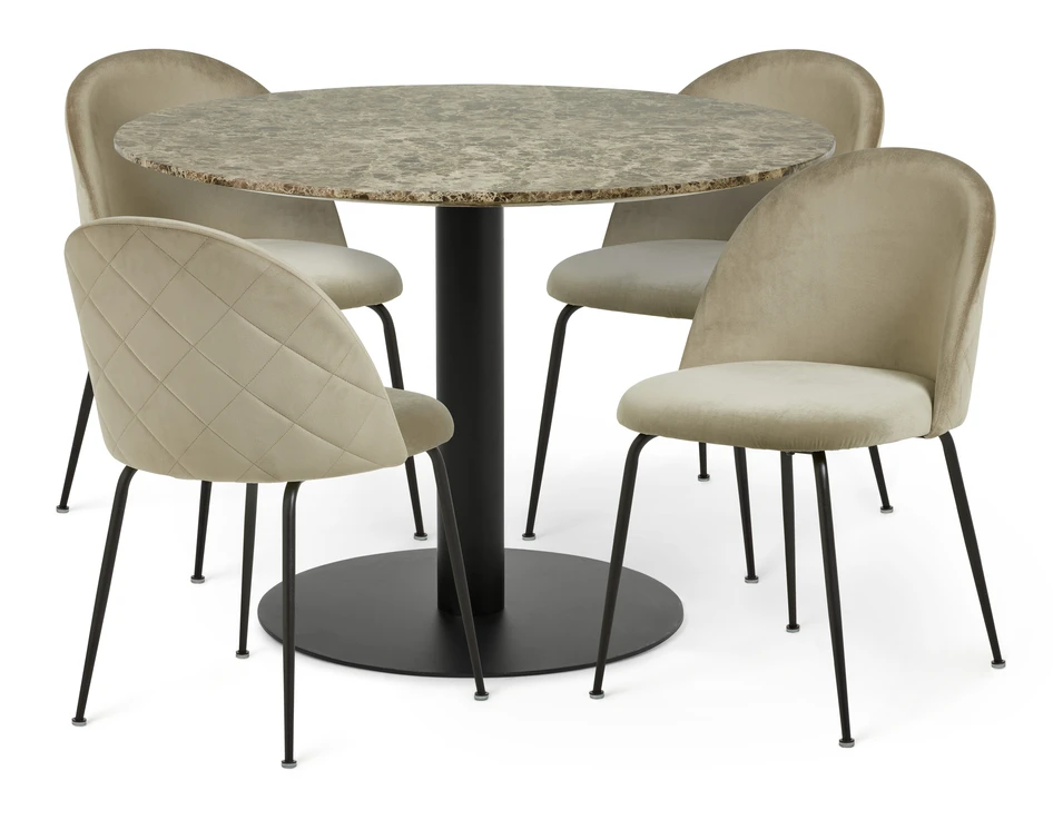 Tiffany - Matgrupp med 4 stolar Kiwi - Beige