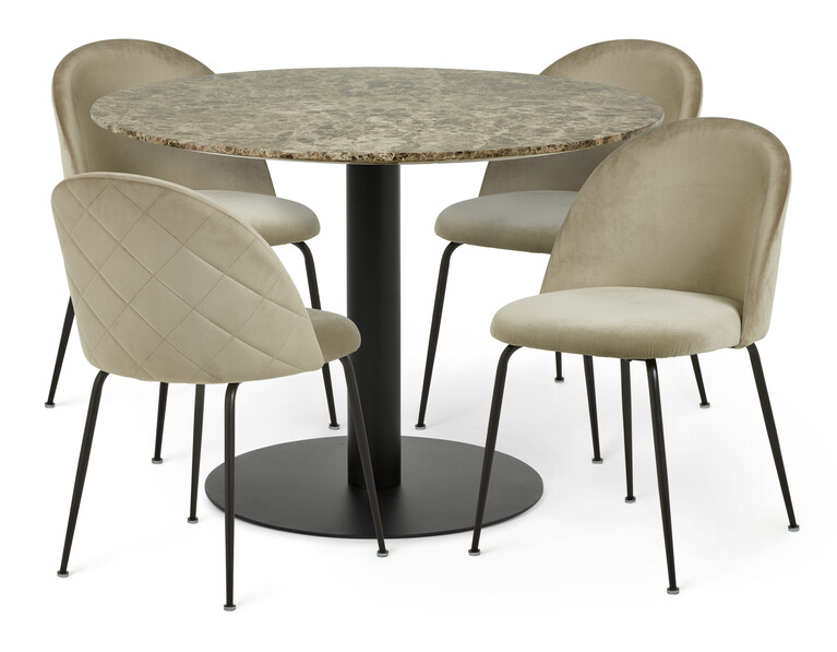 Tiffany - Matgrupp med 4 stolar Kiwi - Beige