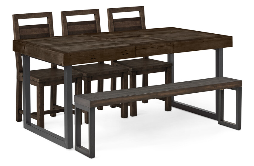 Woodenforge - Matgrupp med 3 stolar och 1 bänk Woodenforge - Brun
