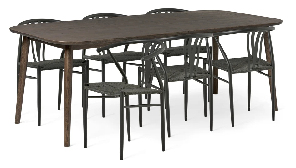 Sixten - Matgrupp med 6 stolar Yngve - Svart