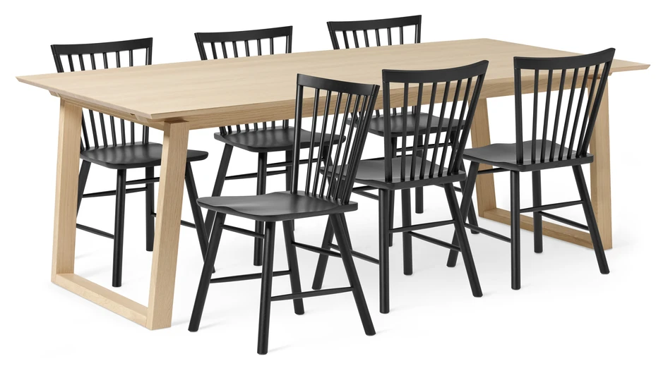 Twin - Matgrupp med 6 stolar Vista - Svart