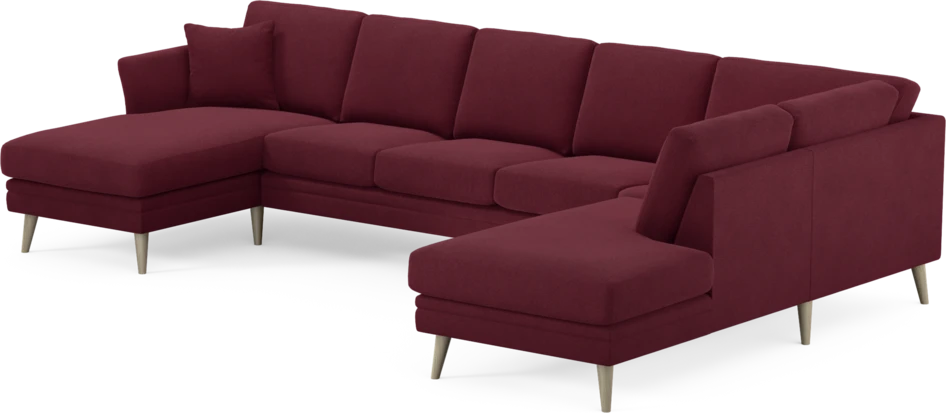 Eden - 3-sits soffa med schäslong vänster och divan höger - Röd