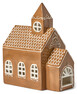 Pepparkakshus - Prydnadsföremål, H 23 cm, LED-belysning, inkl. batteri 2xLR44 - Brun